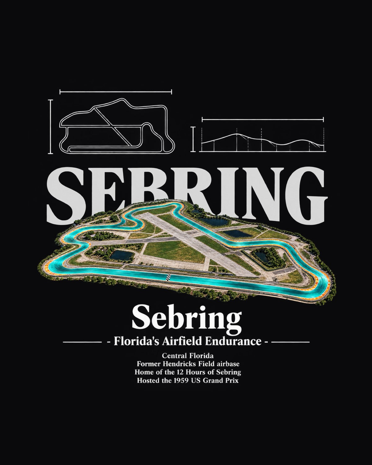 Sebring Track Layout Blueprint Full-Back Graphic Tee design only