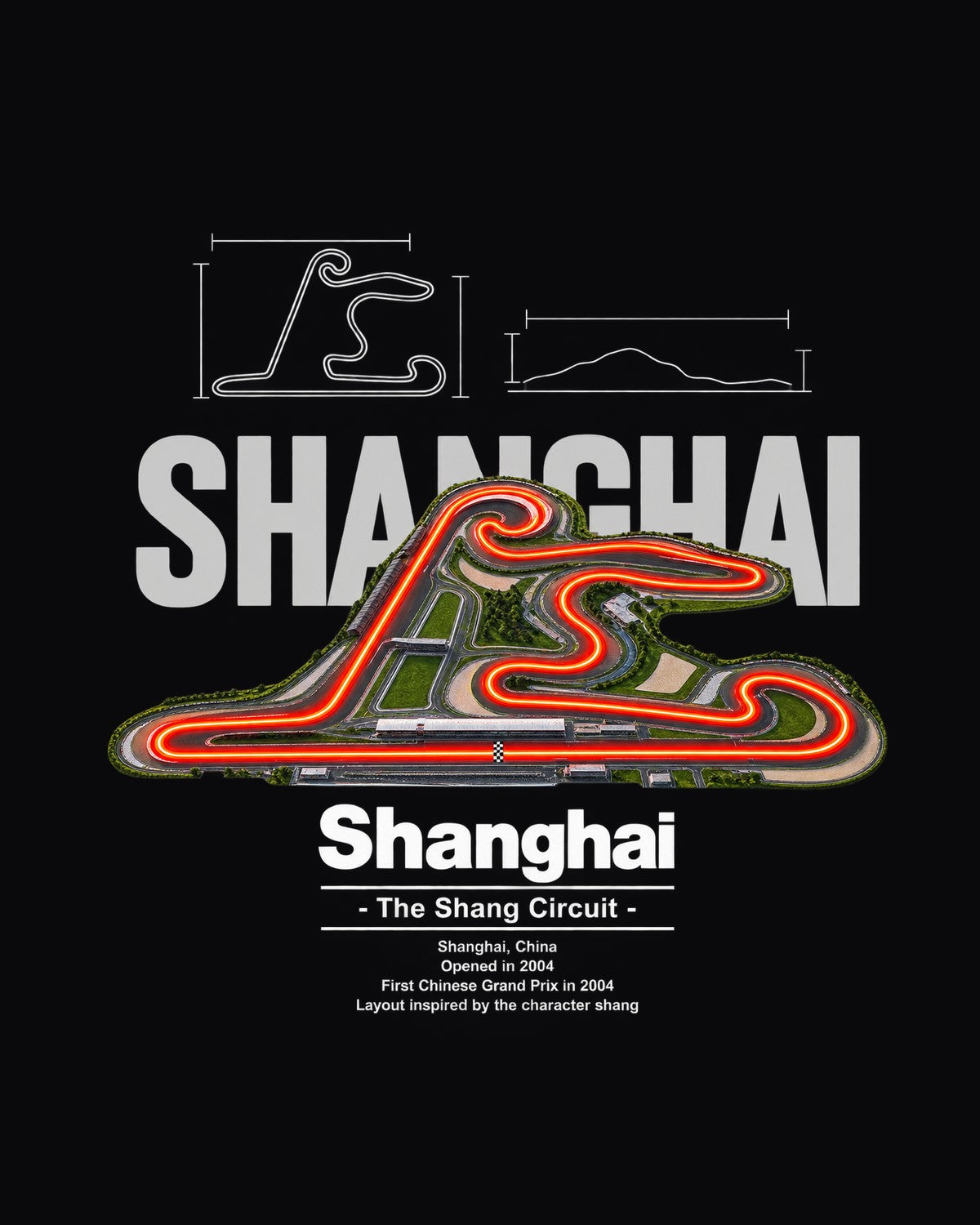 Shanghai Track Layout Blueprint Full-Back Graphic Tee design only