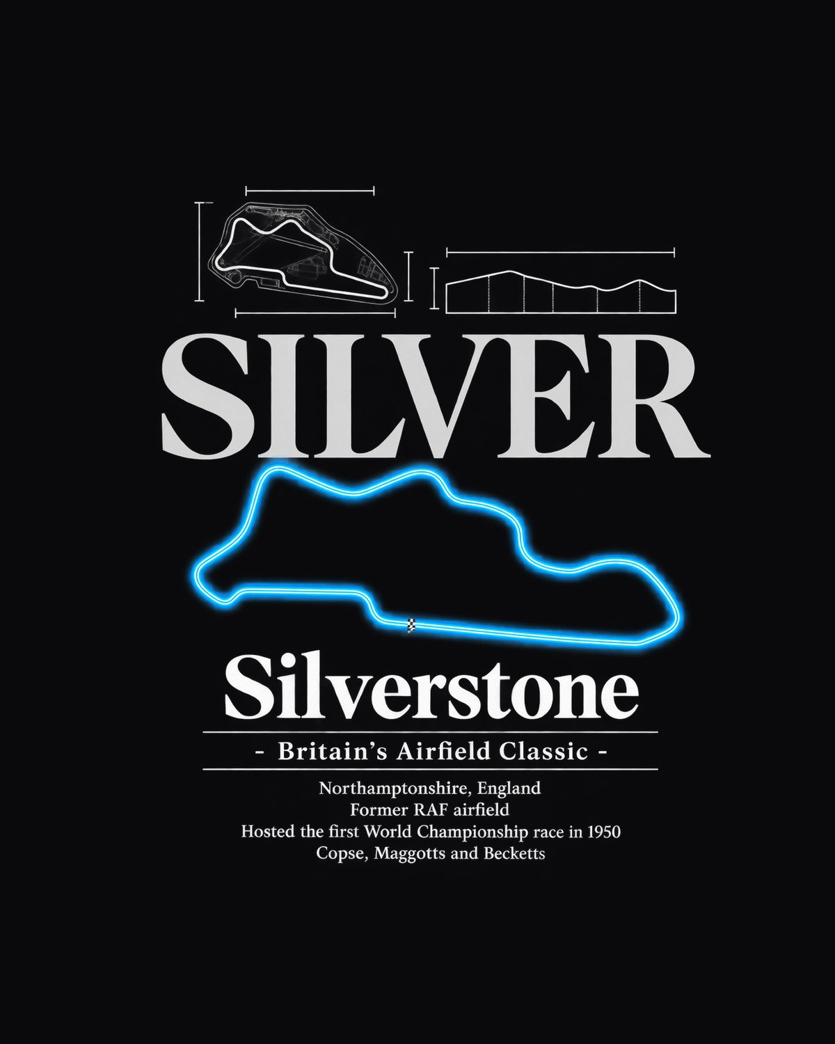 Silverstone Track Layout Blueprint Full-Back Graphic Tee design only