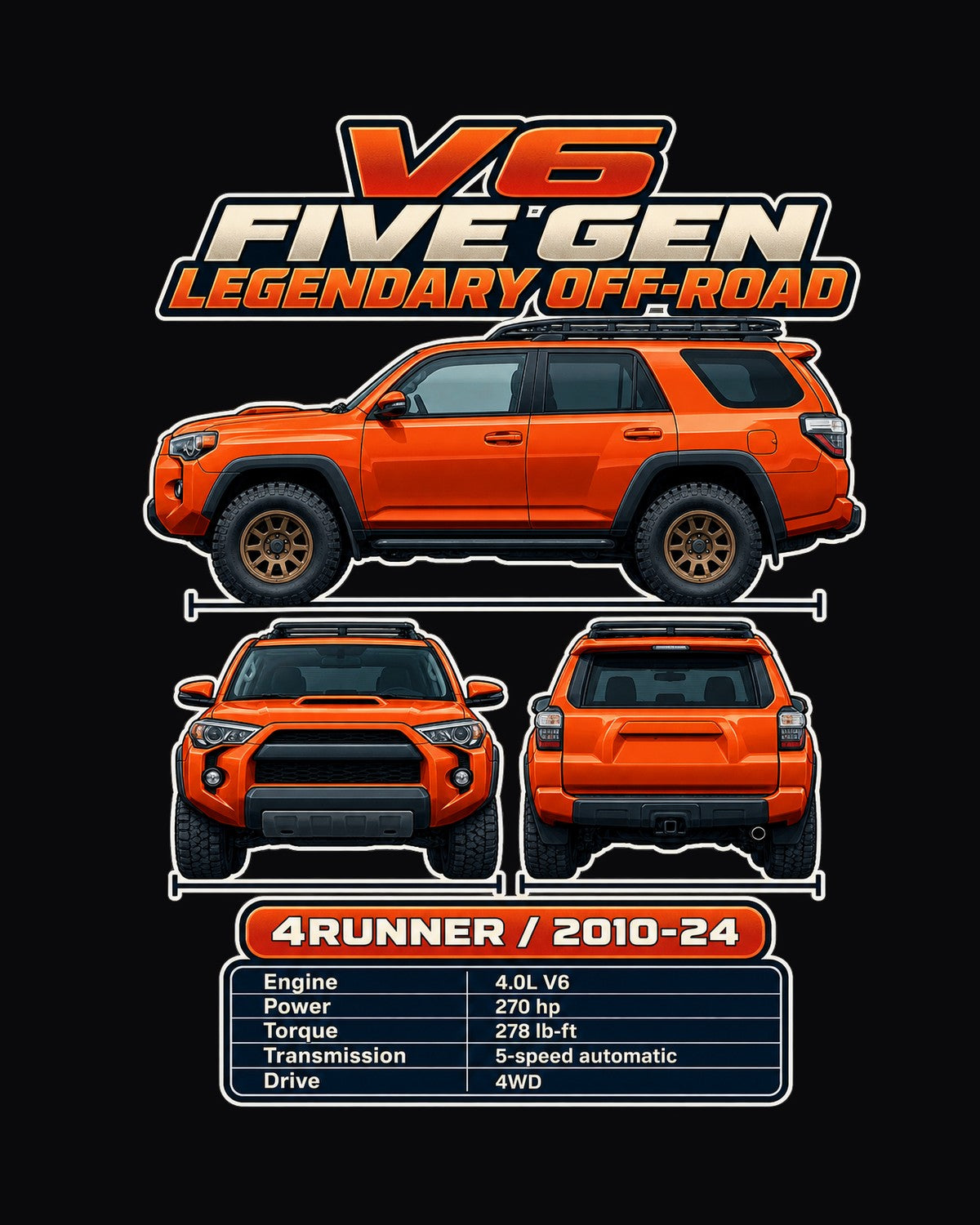 Toyota 4Runner TRD Spec Sheet Full-Back Graphic Tee design only