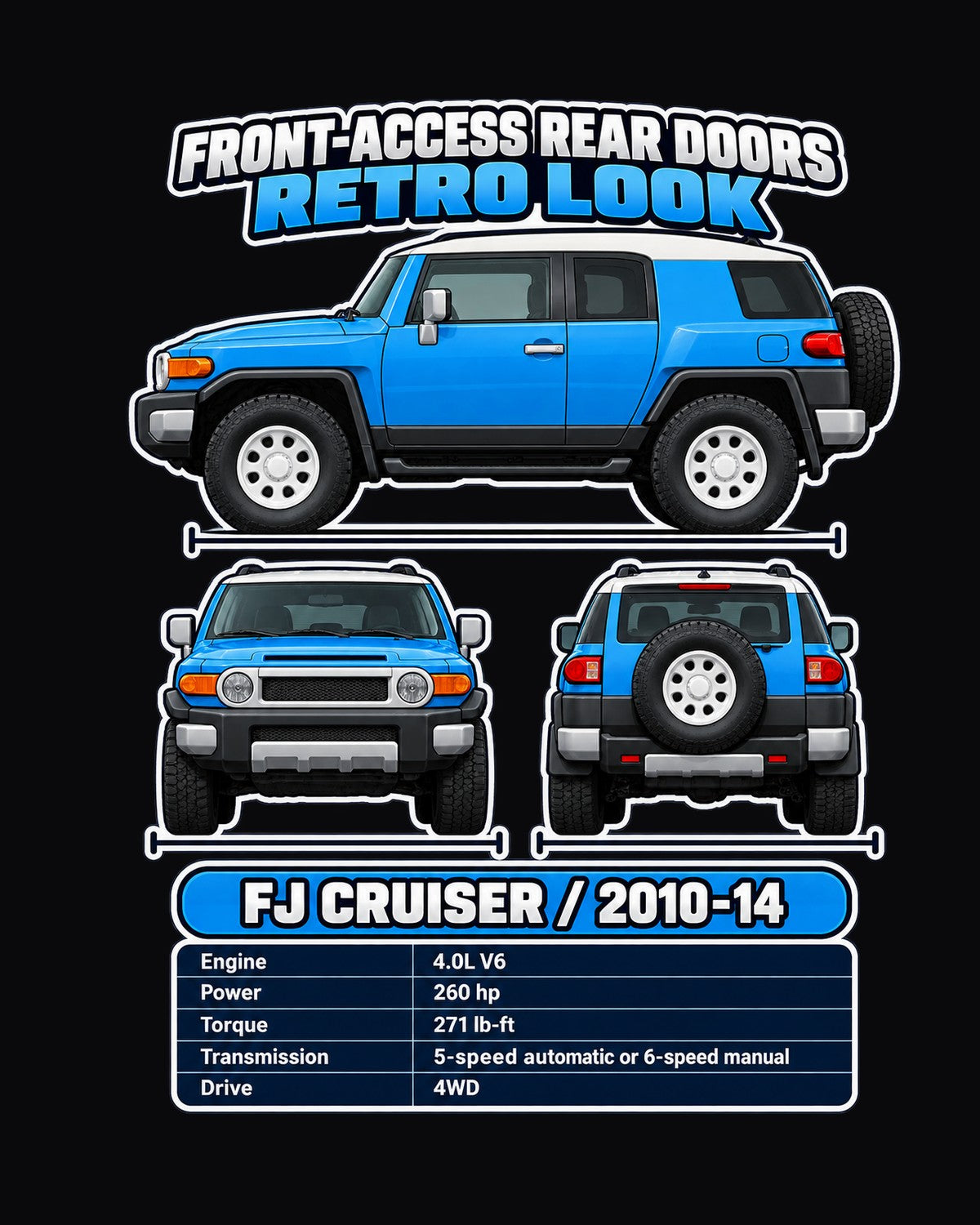 Toyota Fj Cruiser Spec Sheet Full-Back Graphic Tee design only