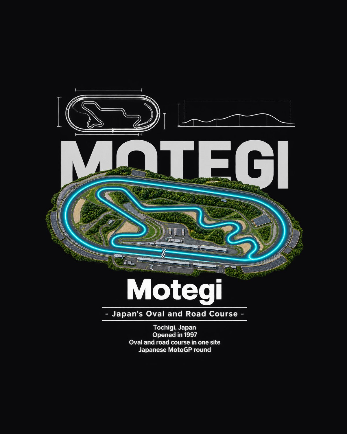 Motegi Track Layout Blueprint Full-Back Graphic Tee design only
