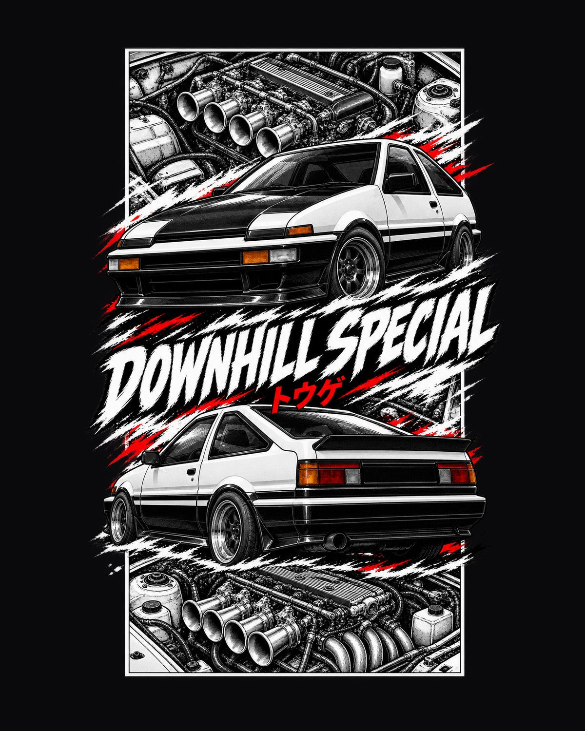 Toyota Ae86 Torn Poster Full-Back Graphic Tee design only