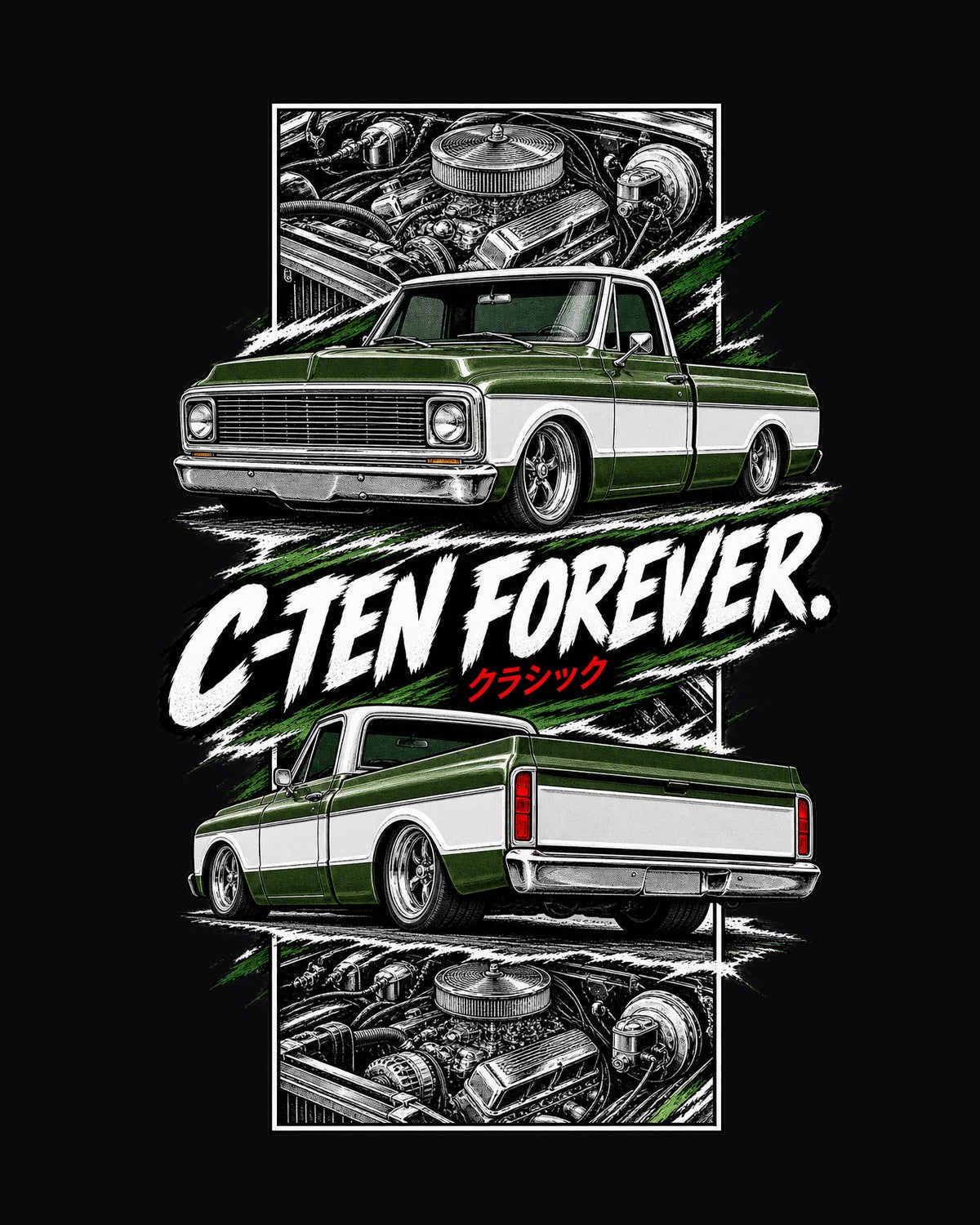 Chevy C10 1972 Torn Poster Full-Back Graphic Tee design only
