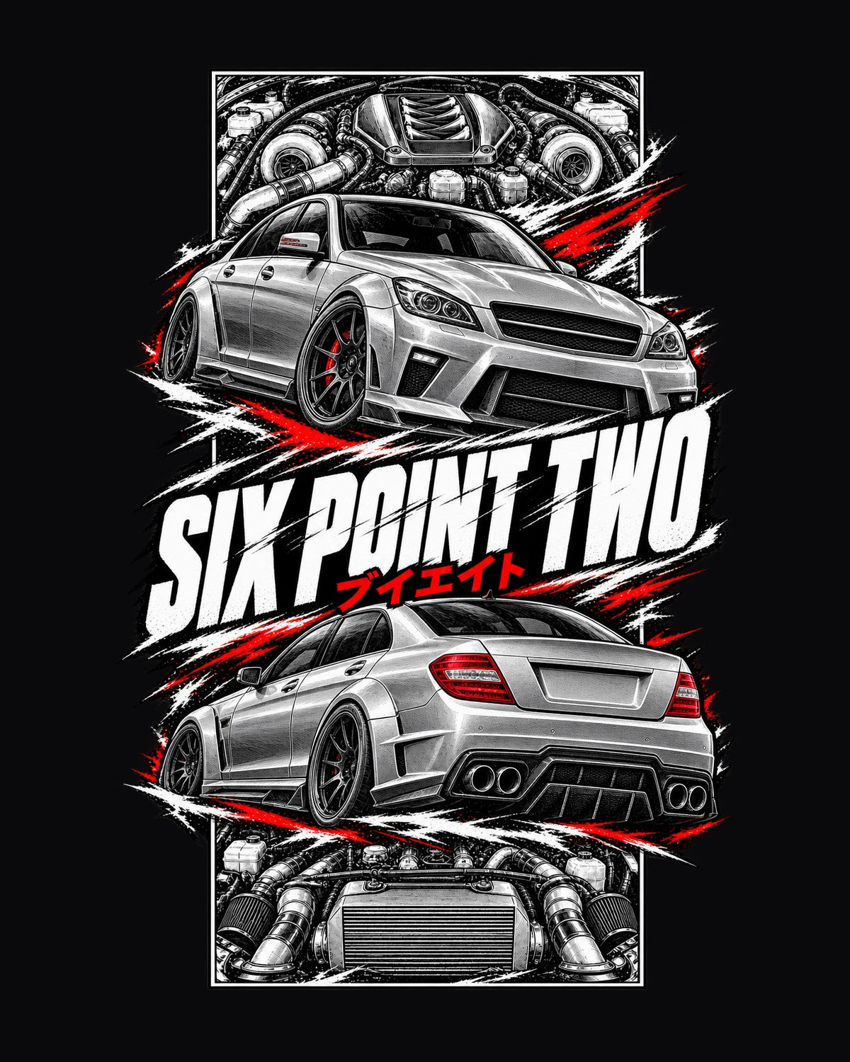 Mercedes-AMG C63 Torn Poster Full-Back Graphic Tee design only