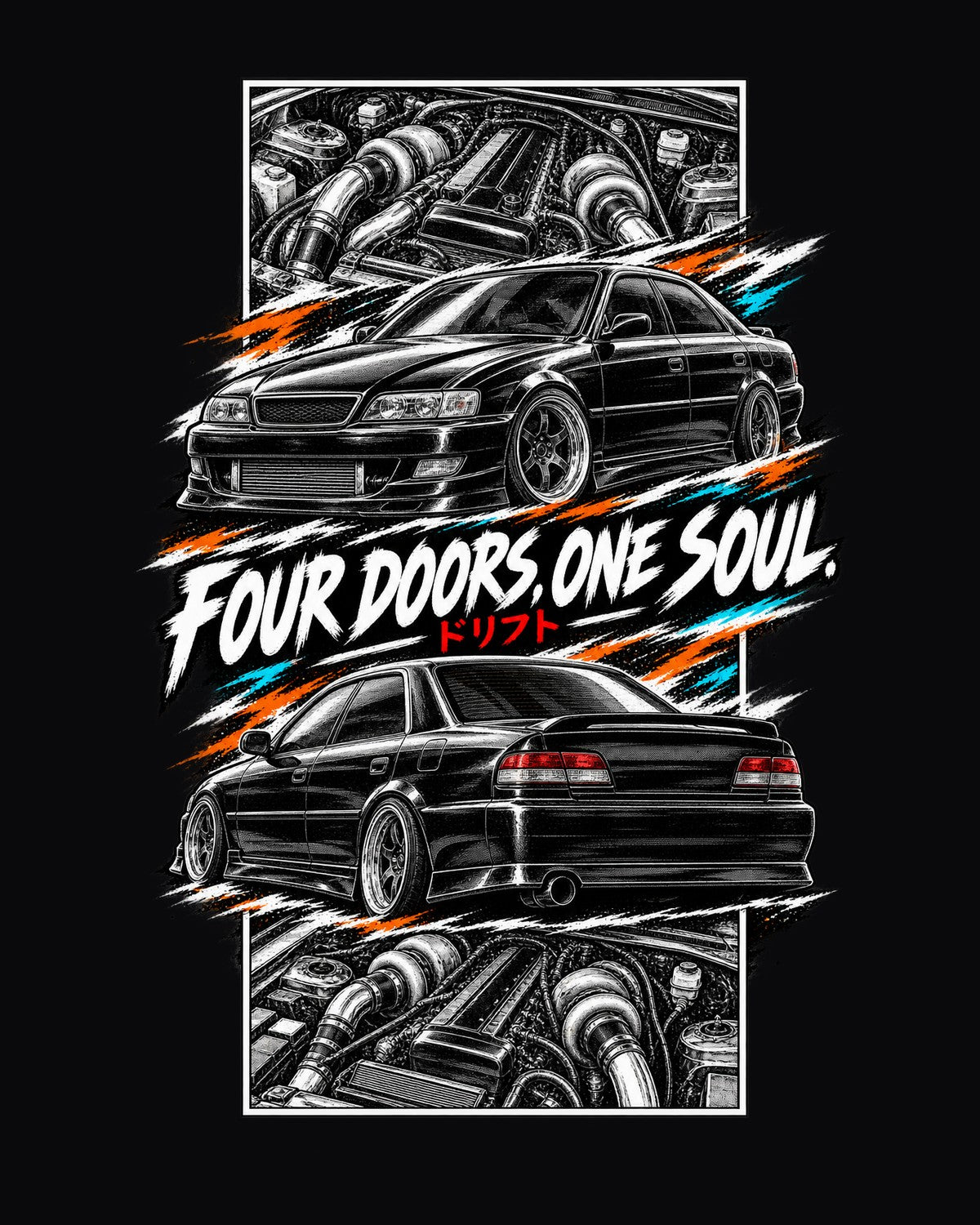 Toyota Chaser Jzx100 Torn Poster Full-Back Graphic Tee design only