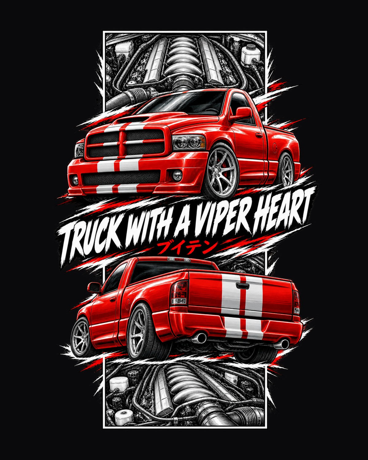 Dodge RAM SRT-10 Torn Poster Full-Back Graphic Tee design only