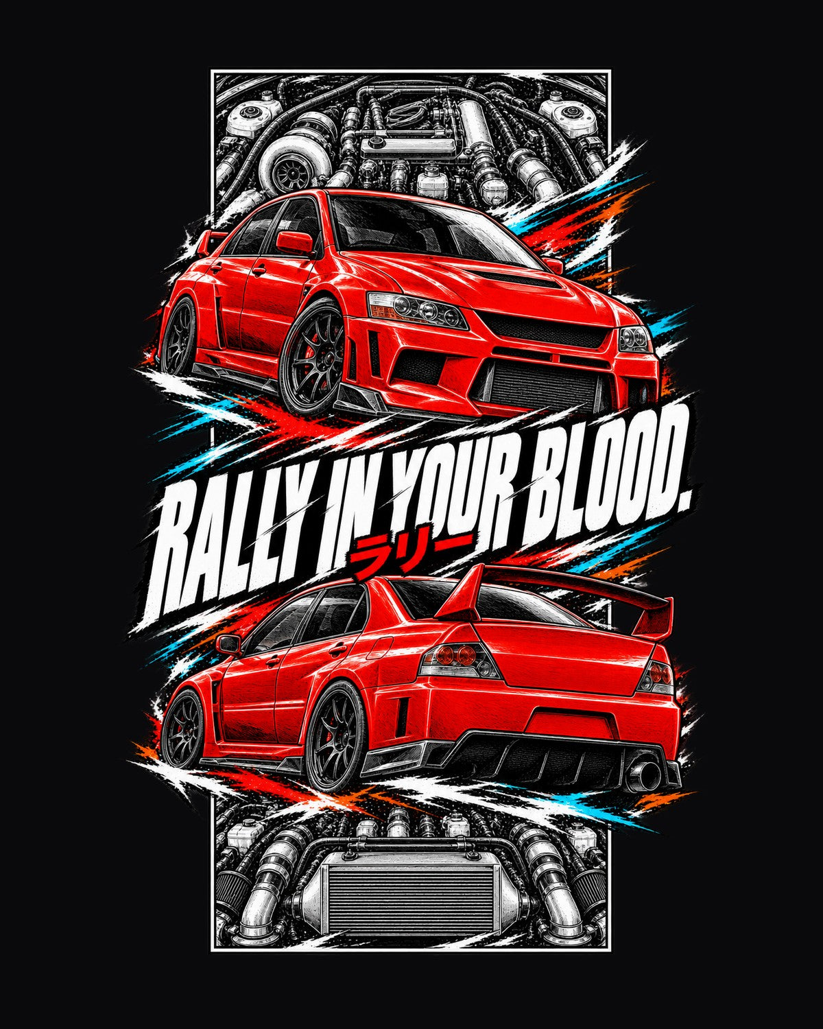 Mitsubishi Evo Ix Torn Poster Full-Back Graphic Tee design only