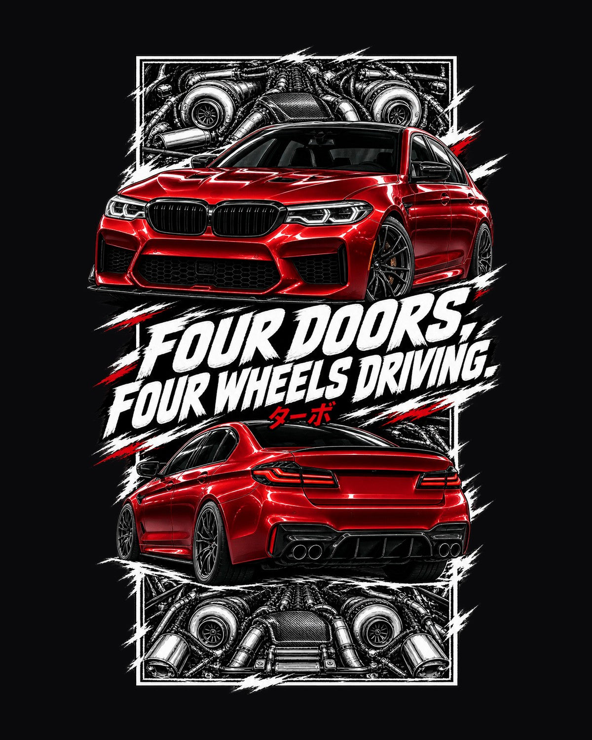 BMW F90 M5 Torn Poster Full-Back Graphic Tee design only