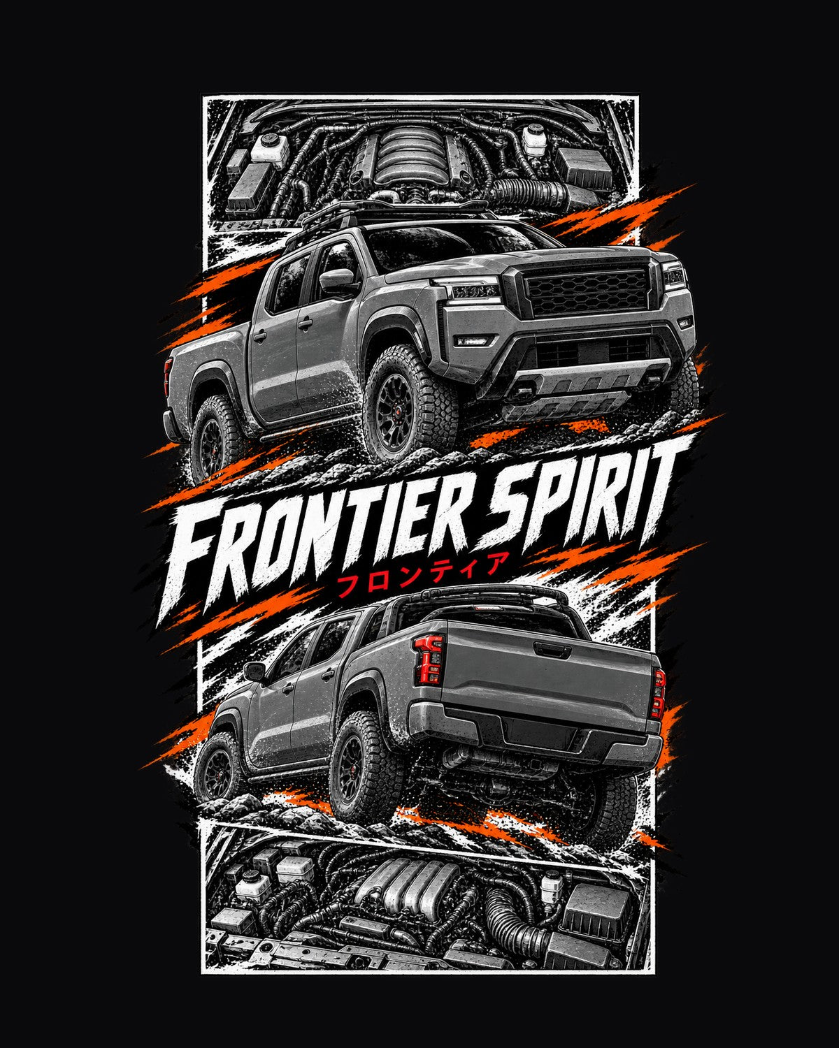 Nissan Frontier Torn Poster Full-Back Graphic Tee design only