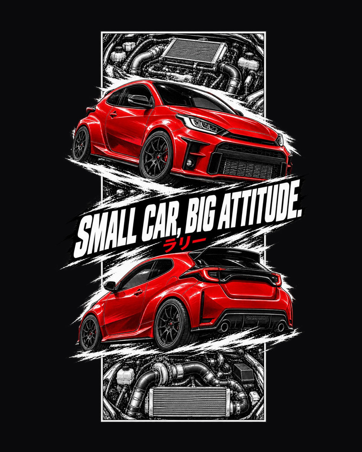 Toyota GR Yaris Torn Poster Full-Back Graphic Tee design only