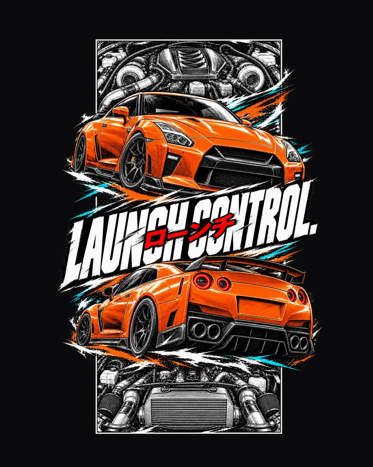 Nissan GT-R R35 Torn Poster Full-Back Graphic Tee design only