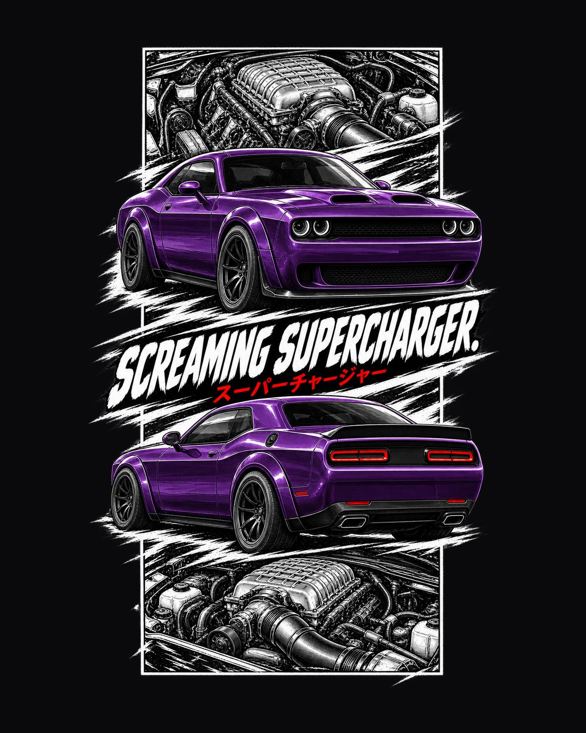 Dodge Hellcat Torn Poster Full-Back Graphic Tee design only