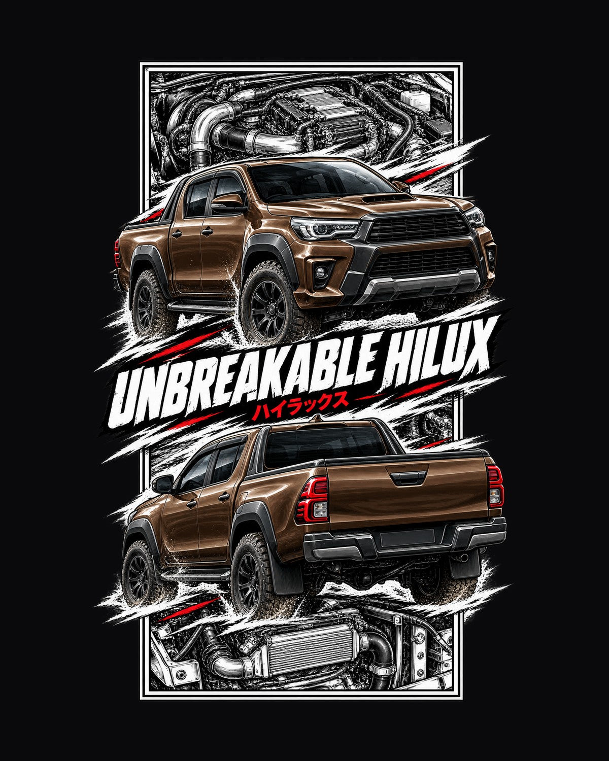 Toyota Hilux Torn Poster Full-Back Graphic Tee design only