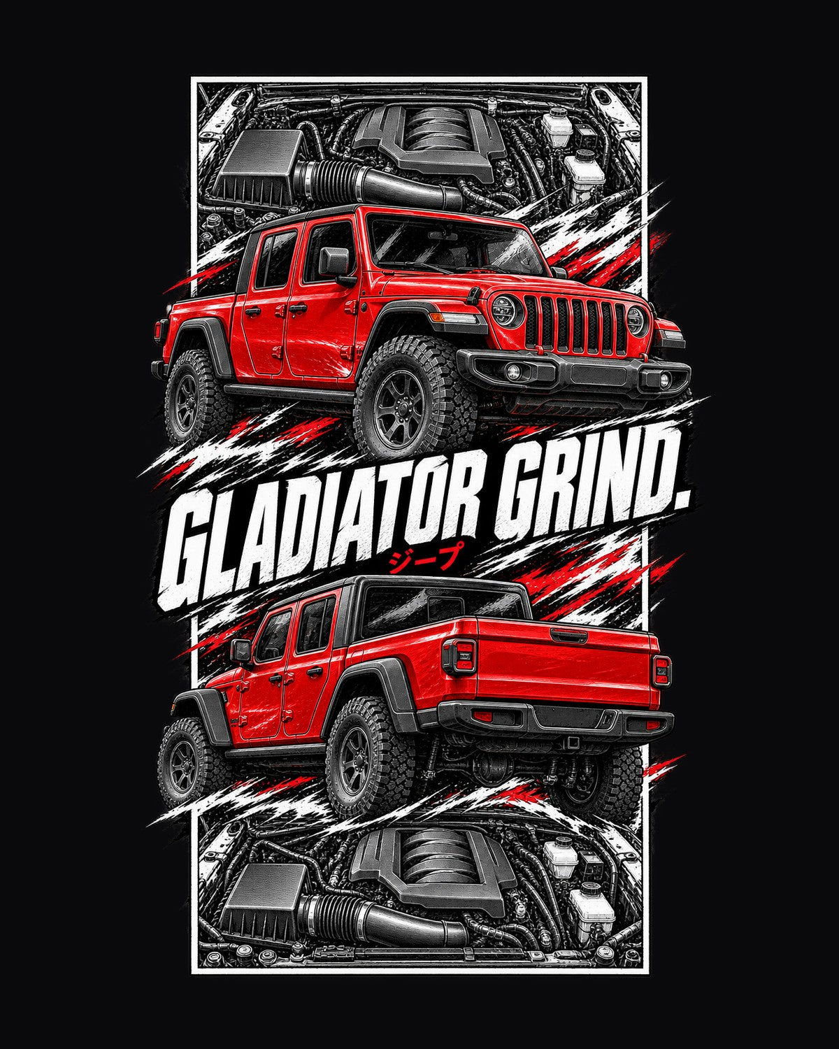 Jeep Gladiator Torn Poster Full-Back Graphic Tee design only