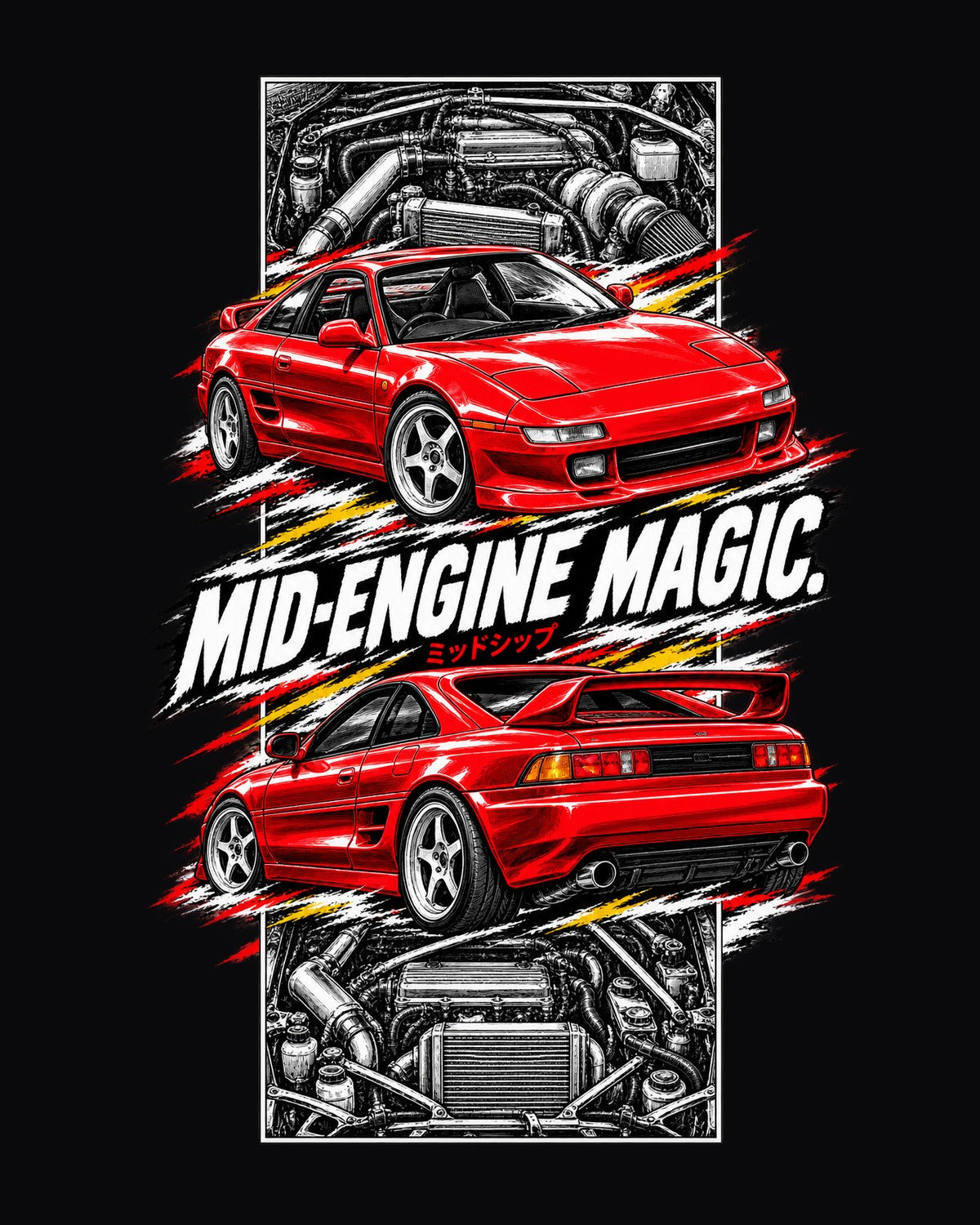 Toyota Mr2 Sw20 Torn Poster Full-Back Graphic Tee design only