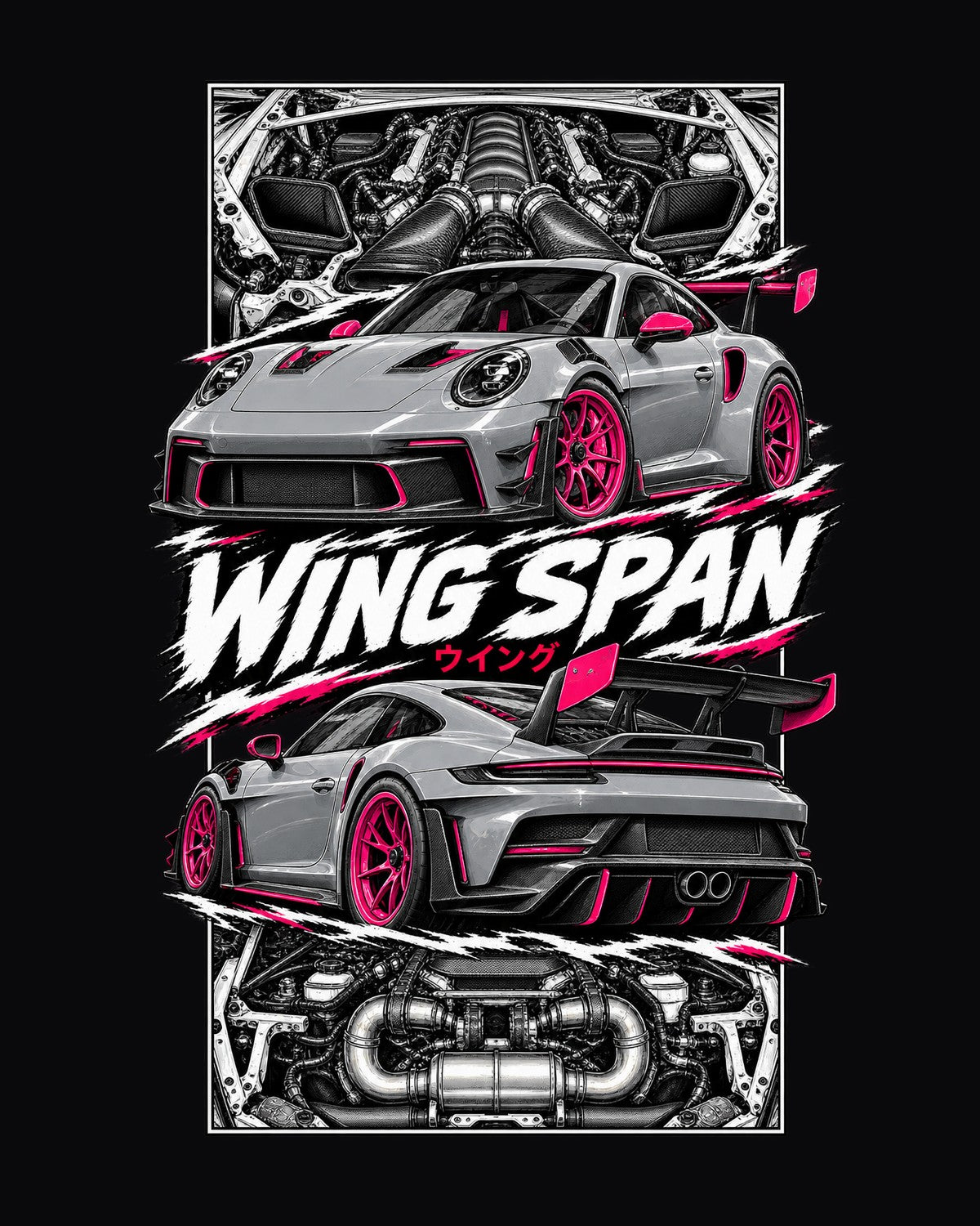 Porsche 992 Gt3 Rs Torn Poster Full-Back Graphic Tee design only