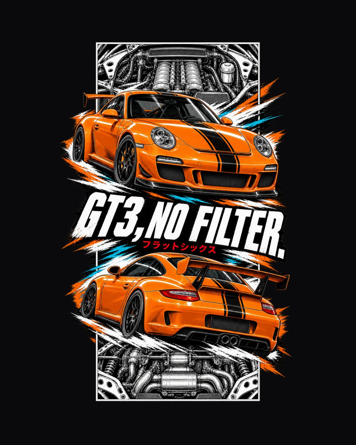 Porsche 997 Gt3 Torn Poster Full-Back Graphic Tee design only