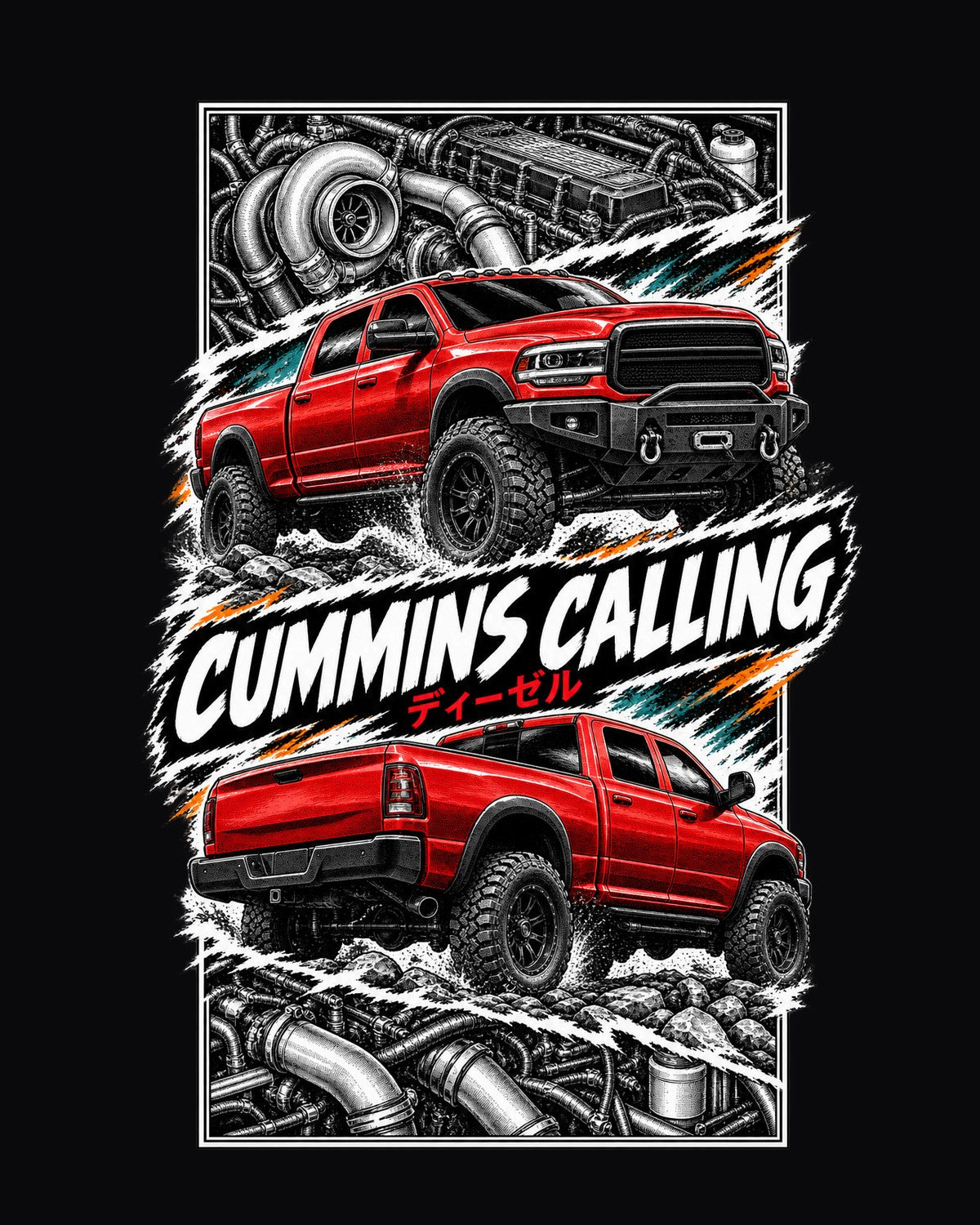 RAM Cummins Torn Poster Full-Back Graphic Tee design only