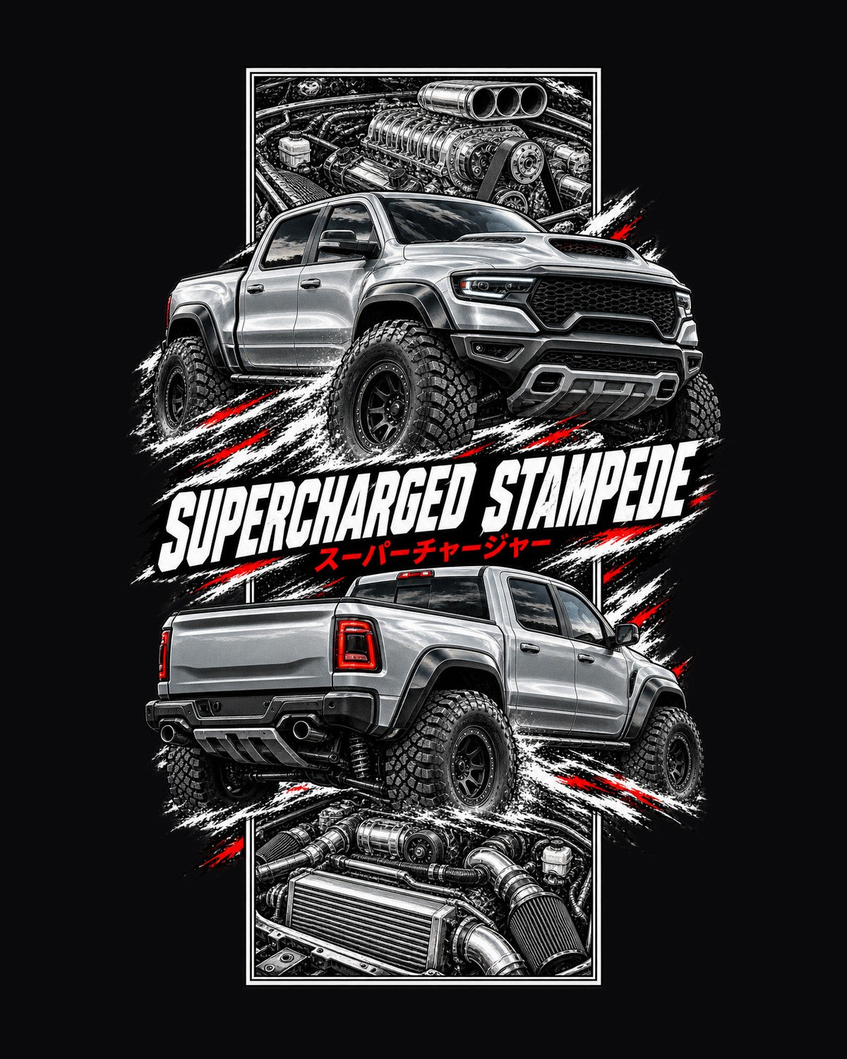 RAM 1500 Trx Torn Poster Full-Back Graphic Tee design only