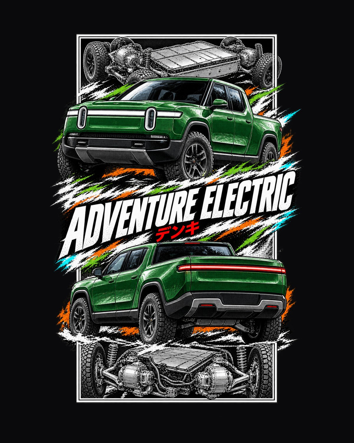 Rivian R1T Torn Poster Full-Back Graphic Tee design only
