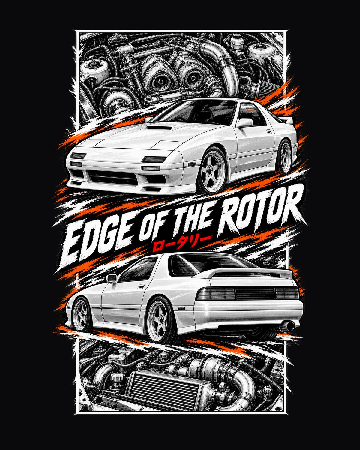 Mazda RX-7 Fc3S Torn Poster Full-Back Graphic Tee design only
