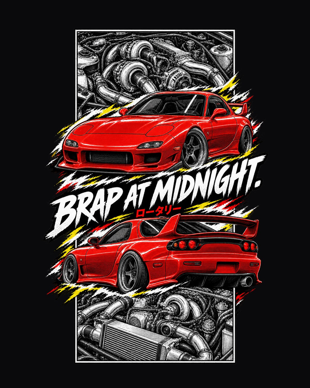 Mazda RX-7 Fd3S Torn Poster Full-Back Graphic Tee design only