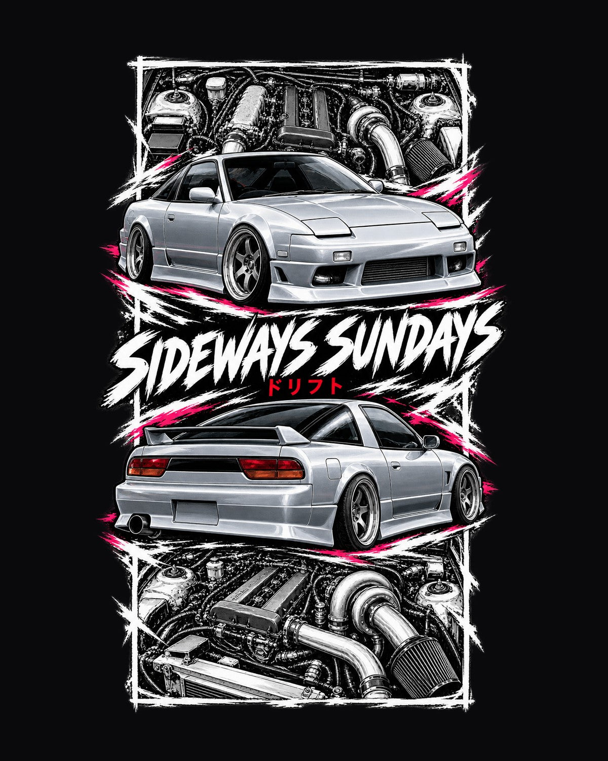 Nissan 180Sx S13 Torn Poster Full-Back Graphic Tee design only