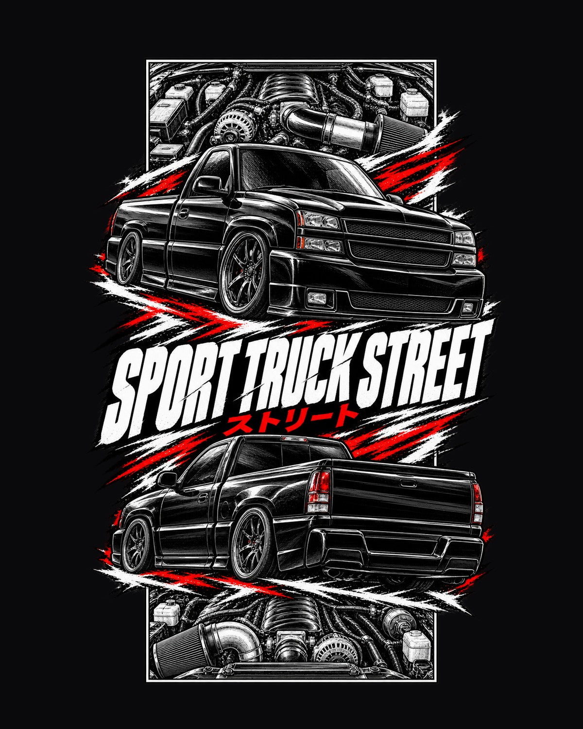 Chevy Silverado SS Torn Poster Full-Back Graphic Tee design only