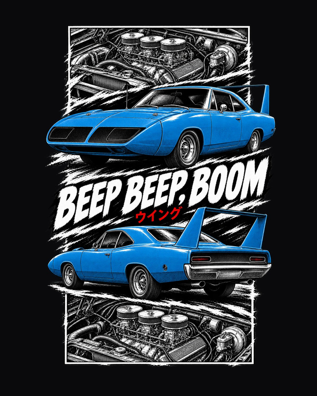 Plymouth Superbird Torn Poster Full-Back Graphic Tee design only