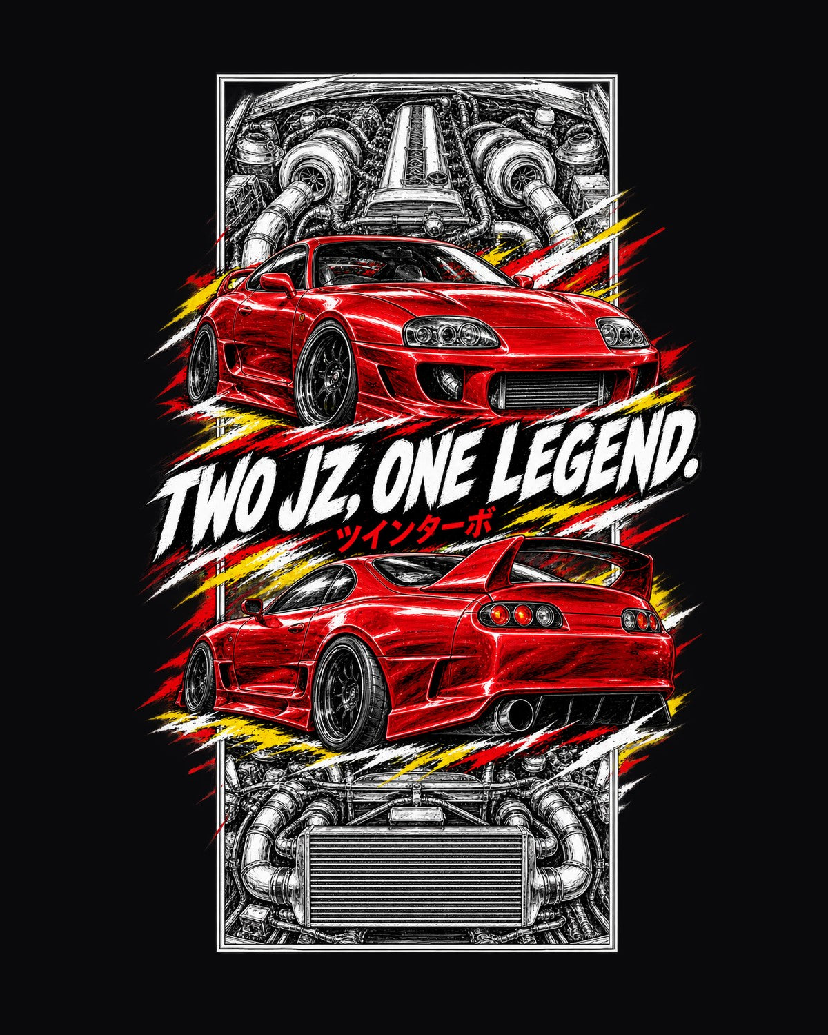 Toyota Supra A80 Torn Poster Full-Back Graphic Tee design only