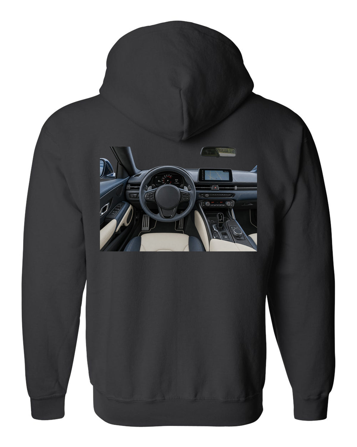 Toyota GR86 ZN8 dimension blueprint in signal red with FA24 boxer callouts black zip hoodie back view with the design