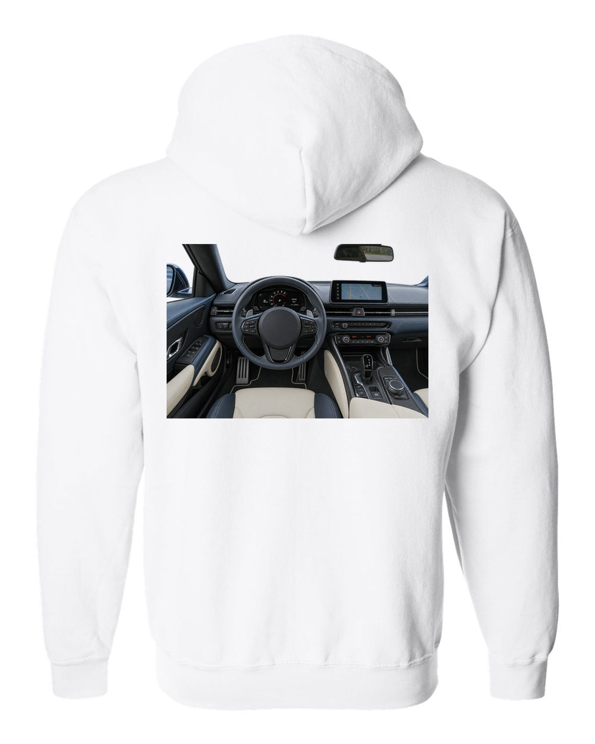 Toyota GR86 ZN8 dimension blueprint in signal red with FA24 boxer callouts white zip hoodie back view with the design