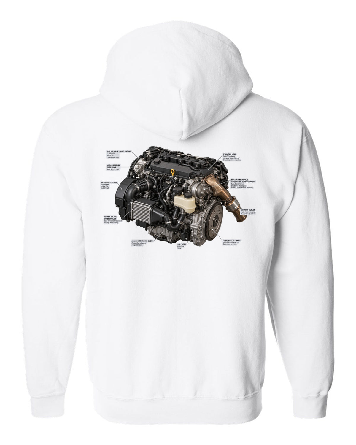 Toyota Land Cruiser 250 J250 US-spec blueprint with wheelbase dimension white zip hoodie back view with the design