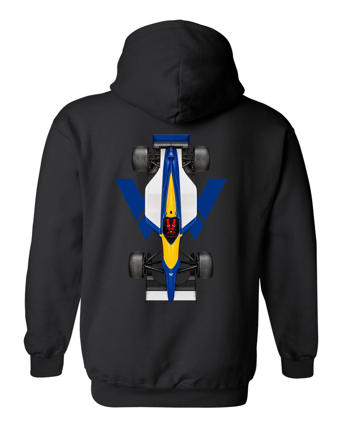 Williams FW14B 1992 Formula 1 overhead poster artwork black pull over hoodie back view with the design