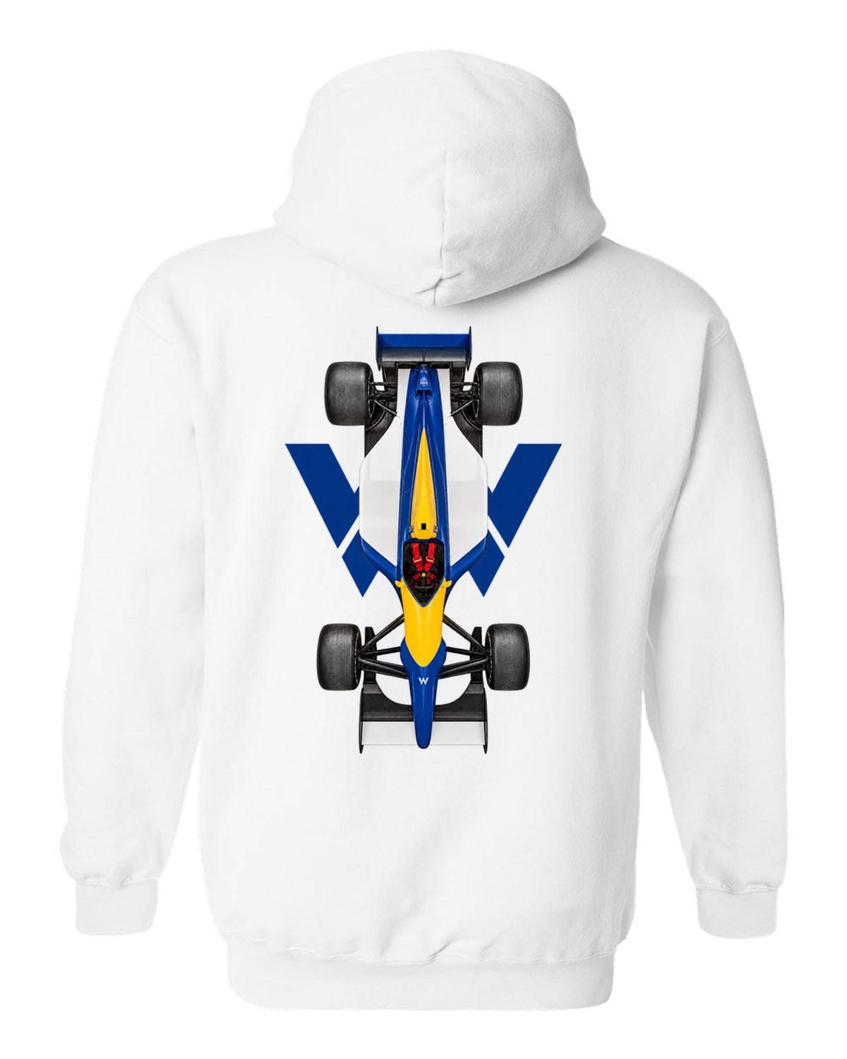 Williams FW14B 1992 Formula 1 overhead poster artwork white pull over hoodie back view with the design