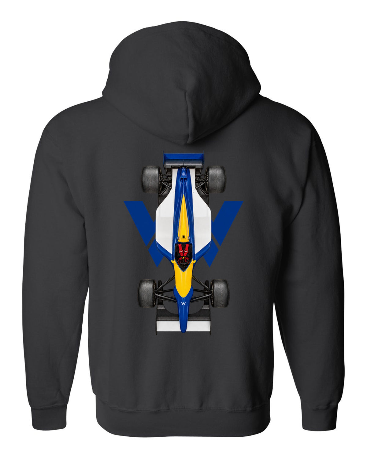 Williams FW14B 1992 Formula 1 overhead poster artwork black zip hoodie back view with the design