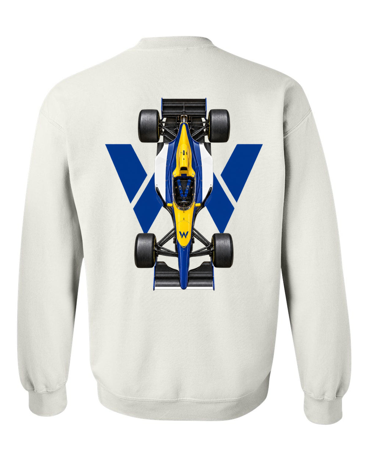 Williams FW15C 1993 Formula 1 overhead poster artwork white crewneck back view with the design