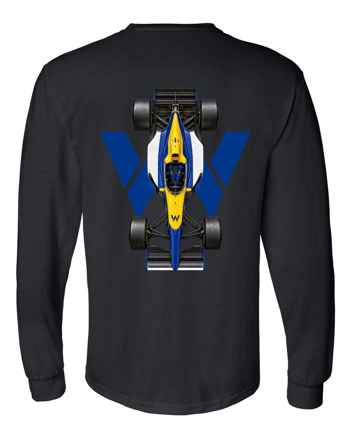 Williams FW15C 1993 Formula 1 overhead poster artwork black long sleeve back view with the design