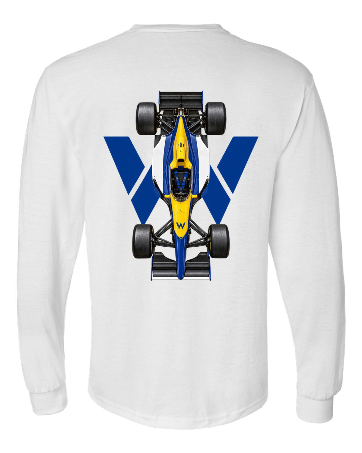 Williams FW15C 1993 Formula 1 overhead poster artwork white long sleeve back view with the design