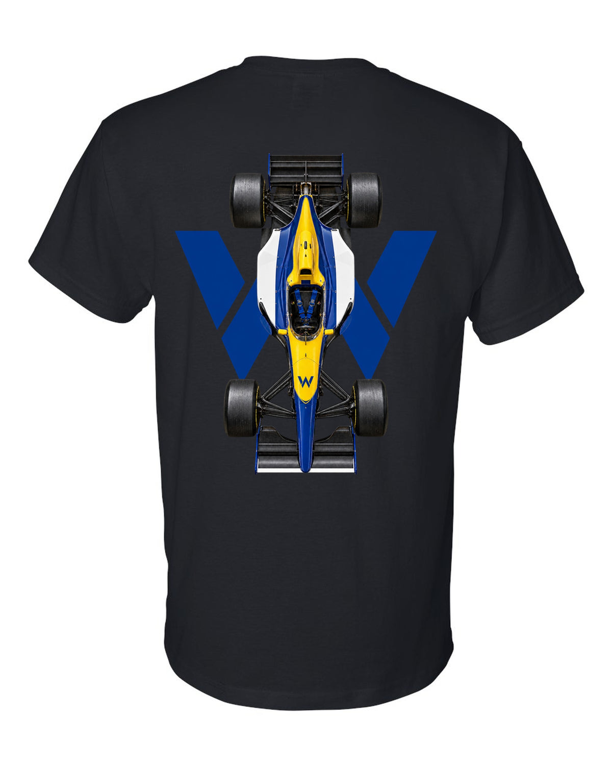 Williams FW15C 1993 Formula 1 overhead poster artwork black t-shirt back view with the design
