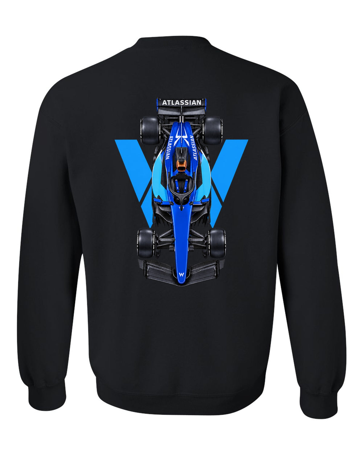 Williams FW48 Formula 1 overhead poster artwork black crewneck back view with the design