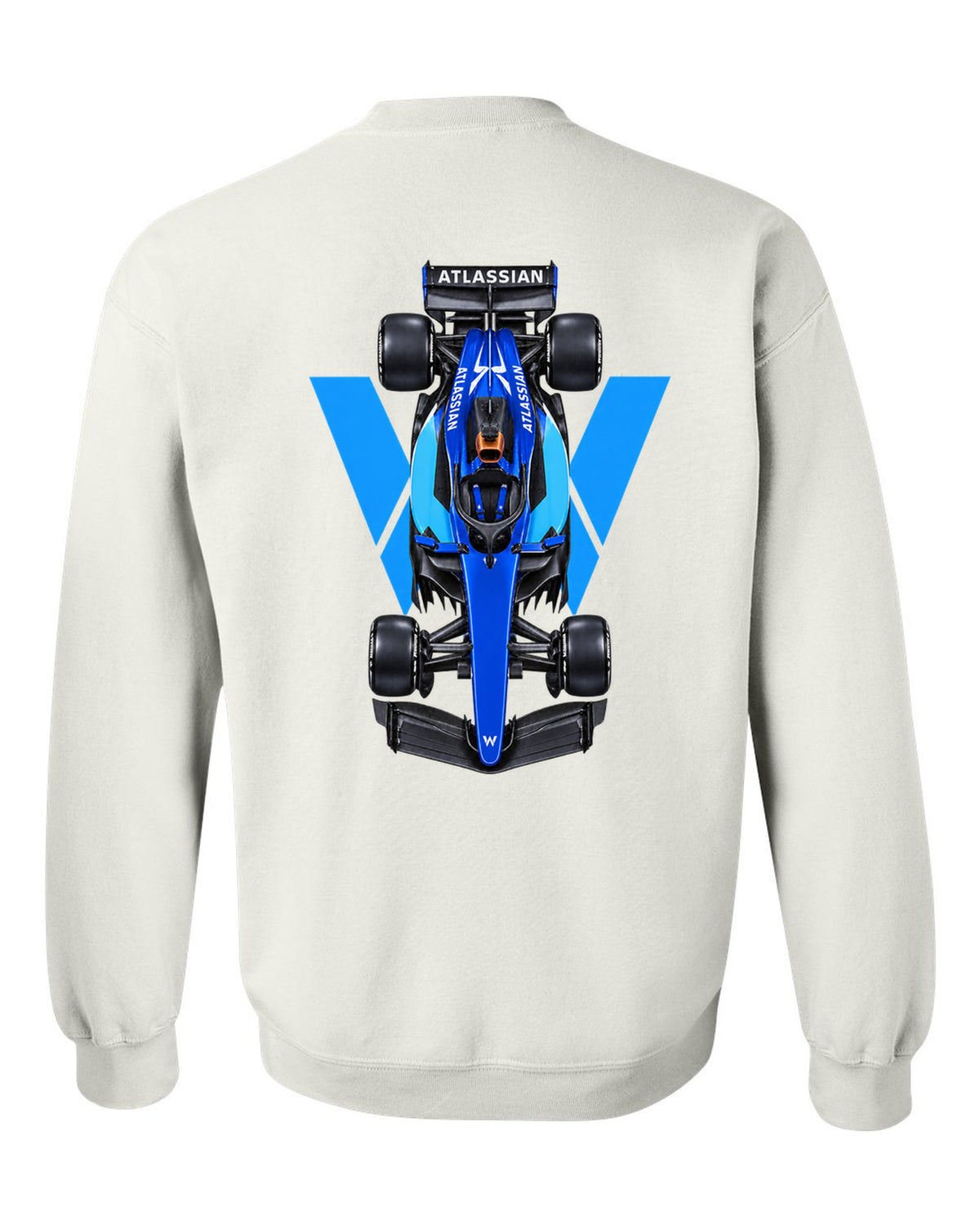Williams FW48 Formula 1 overhead poster artwork white crewneck back view with the design