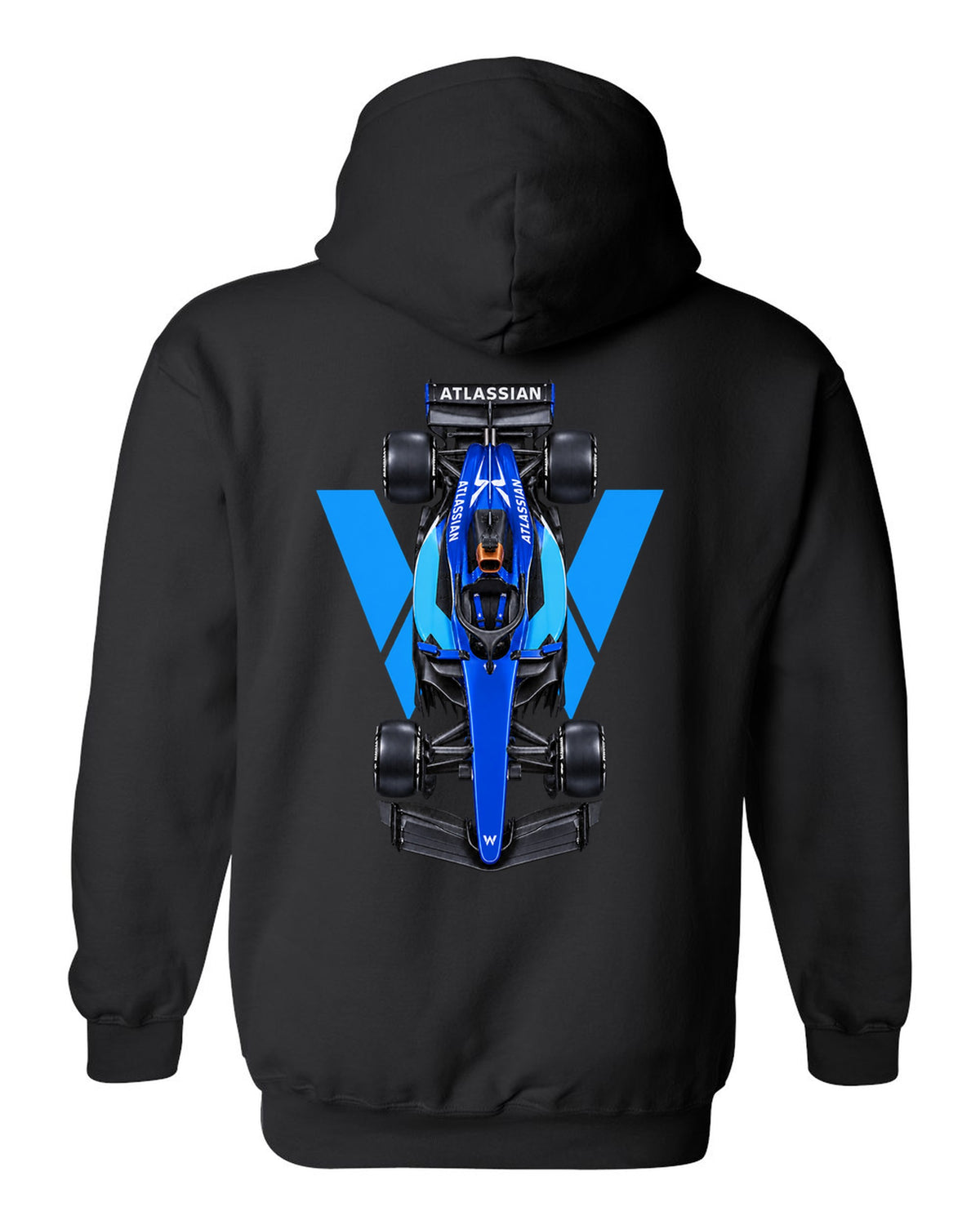 Williams FW48 Formula 1 overhead poster artwork black pull over hoodie back view with the design