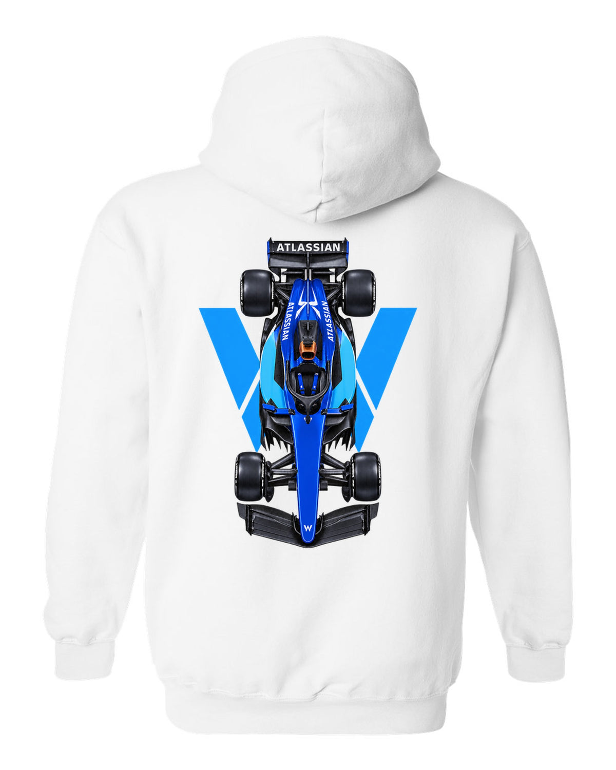 Williams FW48 Formula 1 overhead poster artwork white pull over hoodie back view with the design