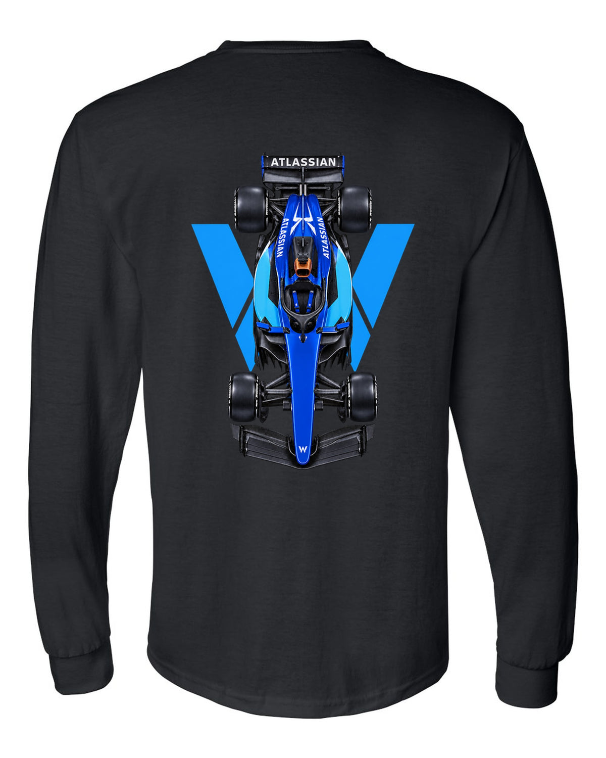 Williams FW48 Formula 1 overhead poster artwork black long sleeve back view with the design
