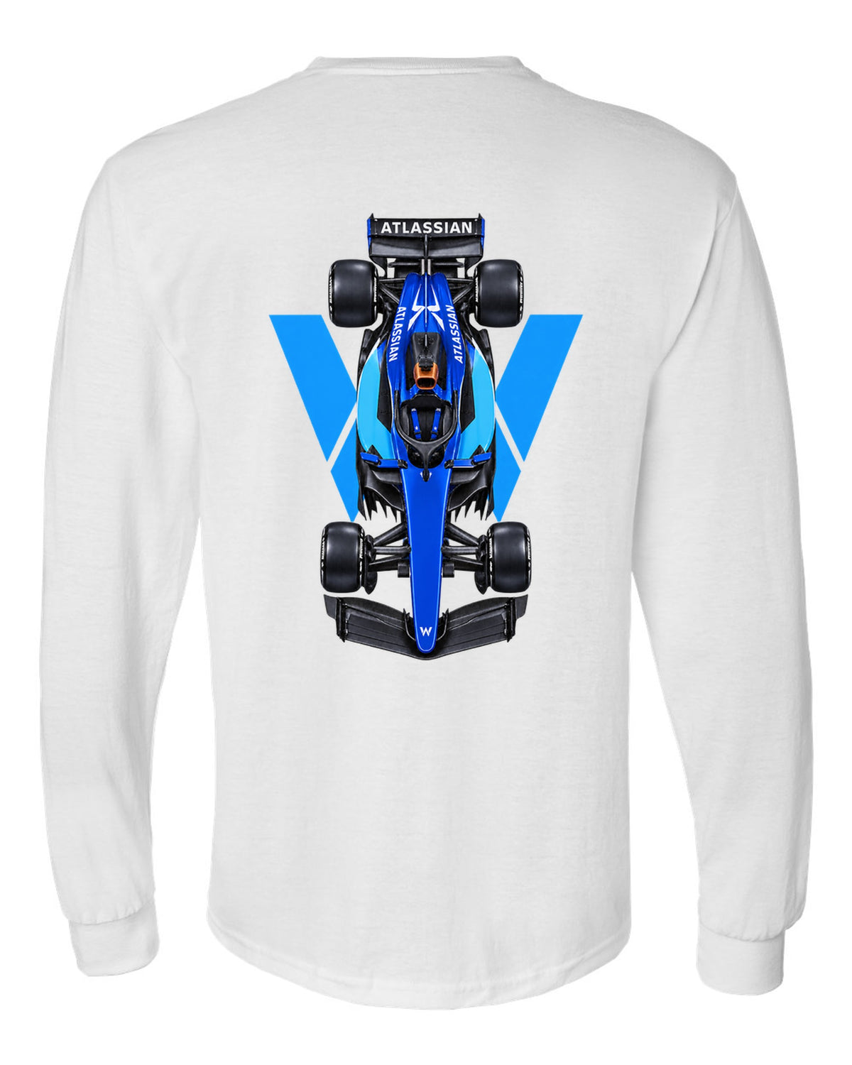 Williams FW48 Formula 1 overhead poster artwork white long sleeve back view with the design