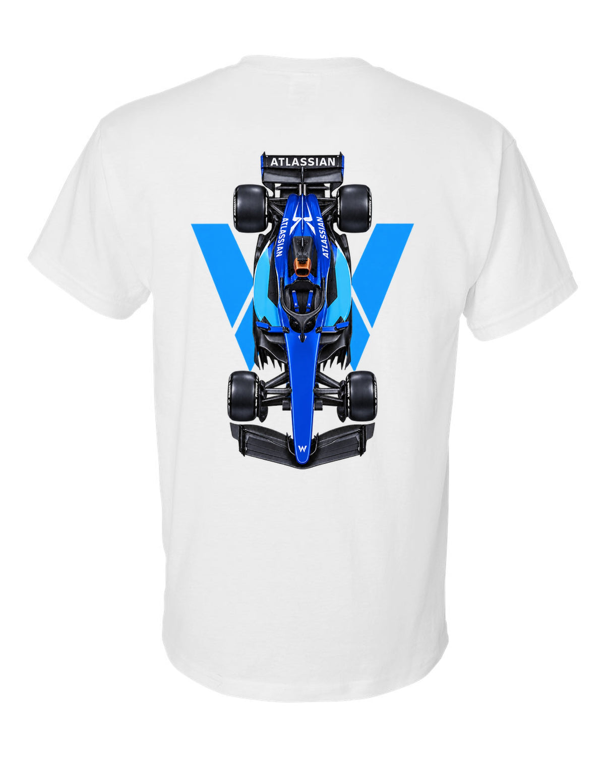 Williams FW48 Formula 1 overhead poster artwork white t-shirt back view with the design