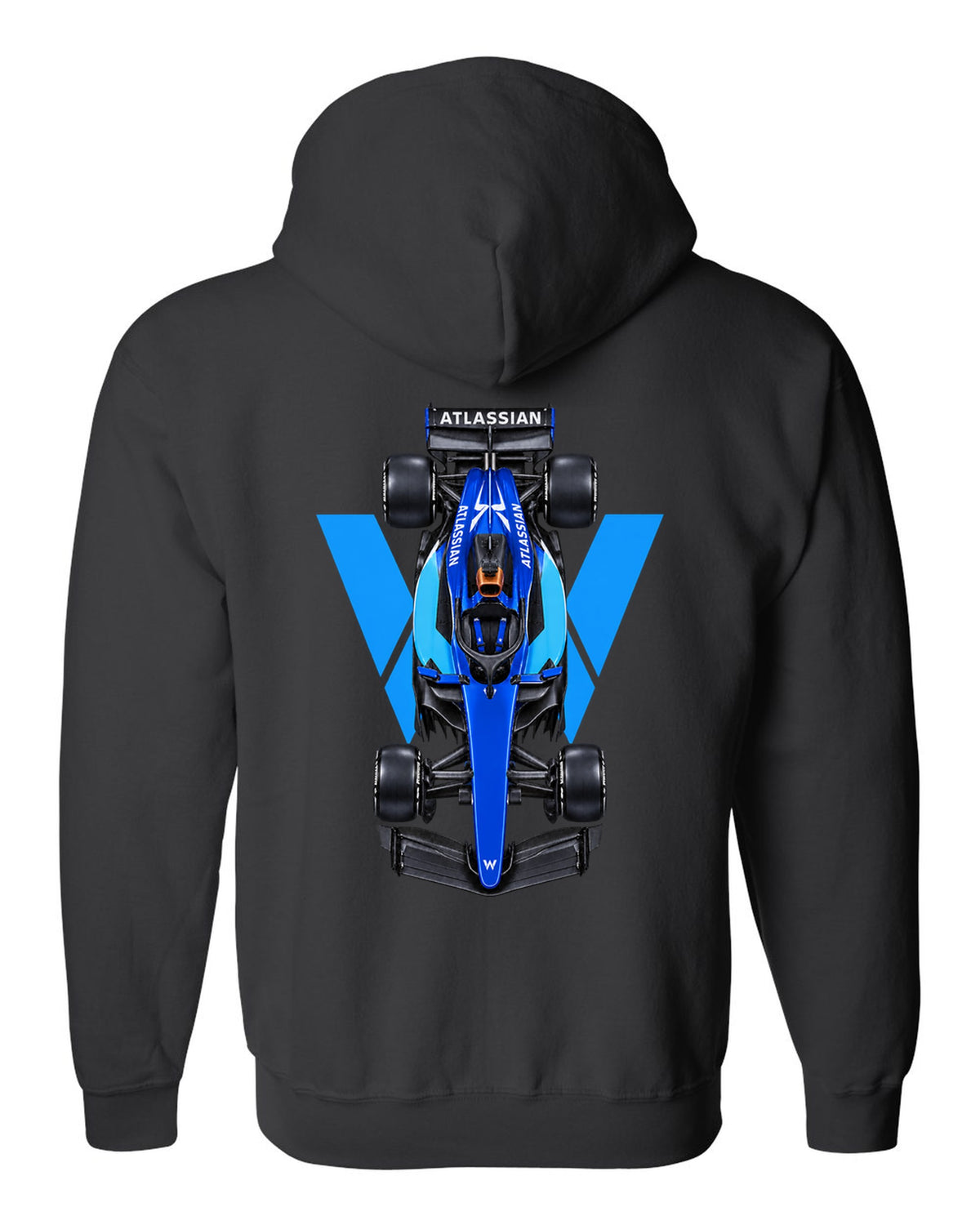 Williams FW48 Formula 1 overhead poster artwork black zip hoodie back view with the design