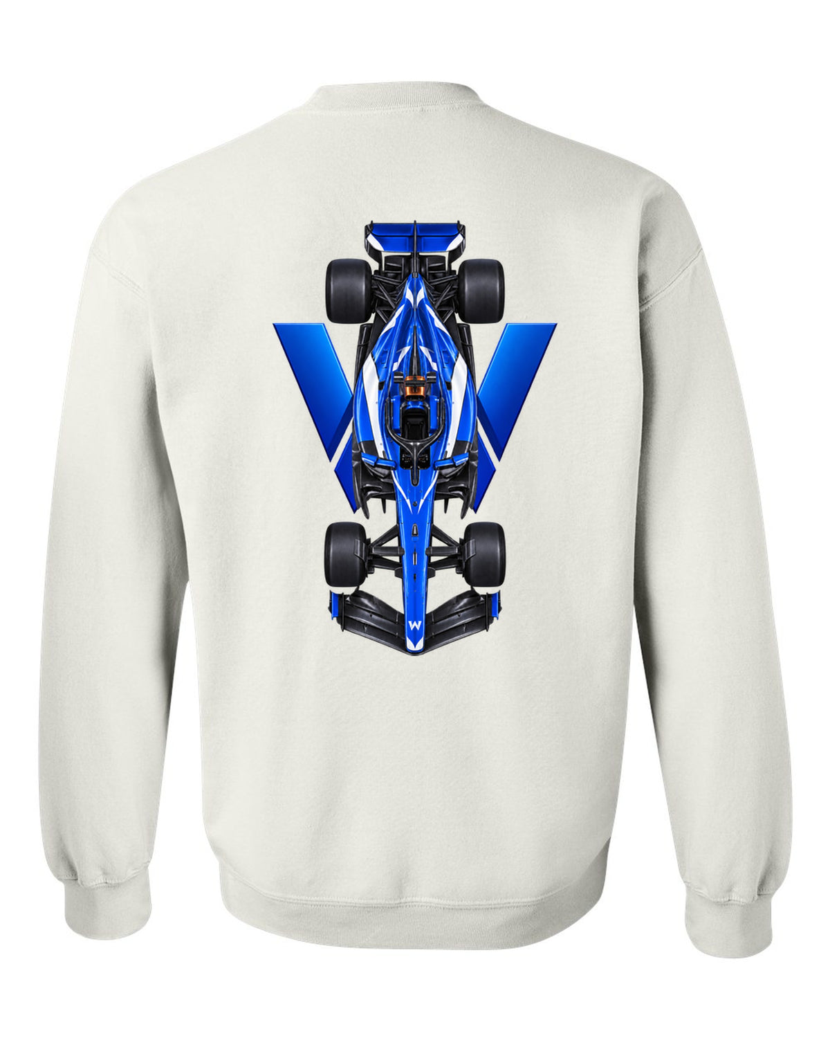 Williams FW48 Formula 1 overhead poster artwork white crewneck back view with the design